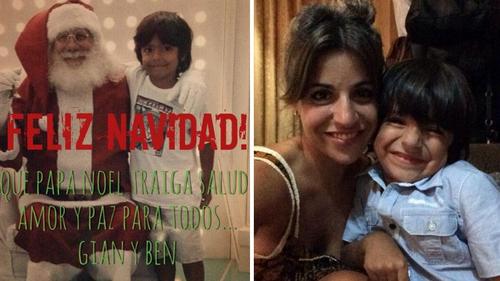 Gianinna Maradona comparte una imagen con su hijo Benjamín en la Navidad que han pasado con Diego Maradona en Buenos Aires. (Twitter)