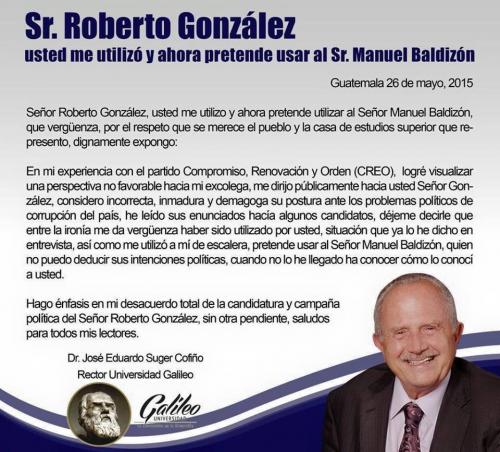 Comunicado falso con la identidad de Suger. (Foto: Facebook)