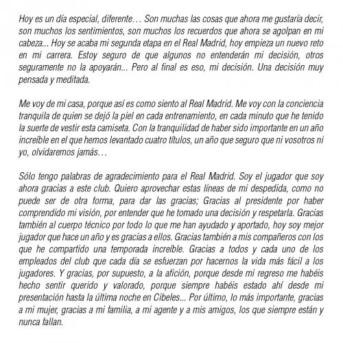 carta despedida lavaro morata foto