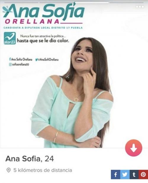 Esta es una de las publicaciones de la candidata legislativa en su cuenta de Tinder. (Foto: Infobae)