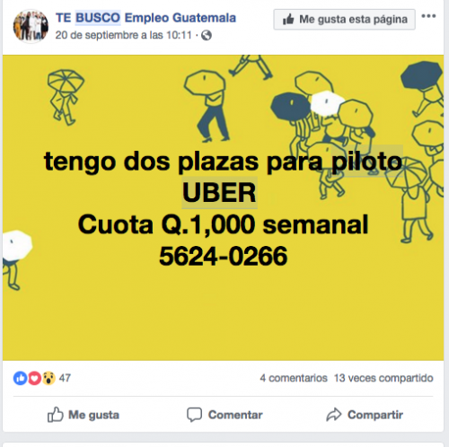 Los mensajes son variados y ofrecen distintos precios a los pilotos.