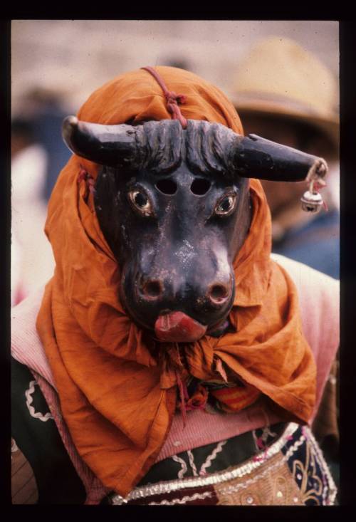 Fotografía tomada por Jim Pieper de una máscara de toro durante una danza folklórica. (Foto: Jim Pieper)