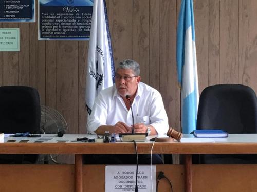 Jesús Mazariegos, juez a cargo del juicio que se celebra en Izabal.