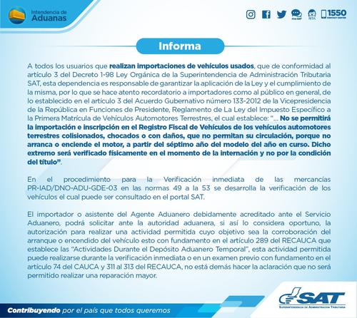 Carros importados, SAT, carros usados