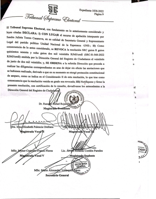 sandra torres, une, tse