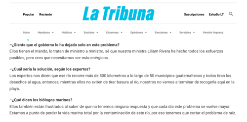 Extracto de la entrevista al alcalde de Omoa sobre la contaminación del río Motagua. (Foto: captura de pantalla)