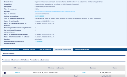 Obra también adjudicada a la Constructora JIRE'S en 2011. (Foto: captura de pantalla)