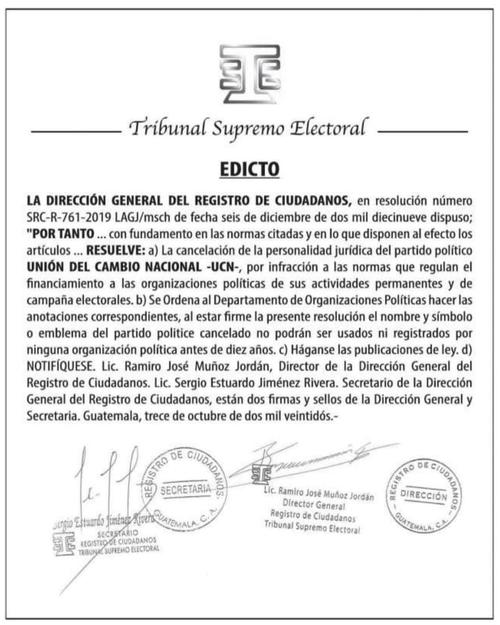 ucn, cancelacion ucn, tse, mario estrada