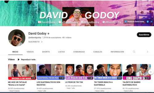 Actualmente el canal de David Godoy cuenta con 1.29 millones de seguidores. (Foto: captura de pantalla)