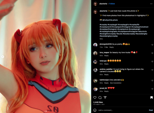 Aluctoria como Asuka. (Foto: Instagram)