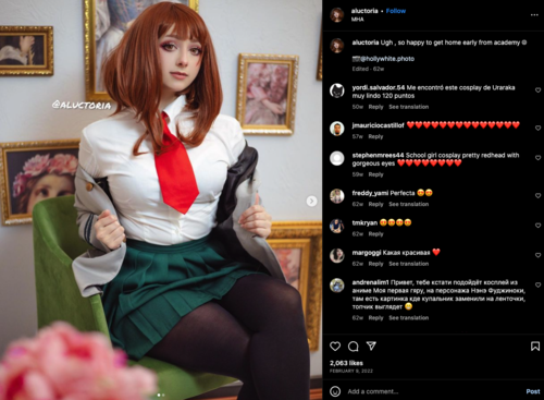 Aluctoria como Ochaco Uraraka. (Foto: Instagram)