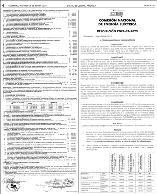 Publicación en el Diario de Centro América. (Foto: captura de pantalla)