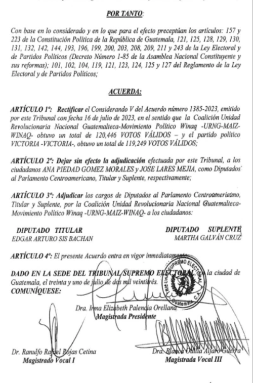 tse, victoria, winaq, parlacen, elecciones guatemala