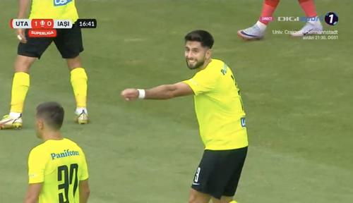 Nicolás Samayoa en su debut con el FC Politehnica Iasi ante el Uta Arad.