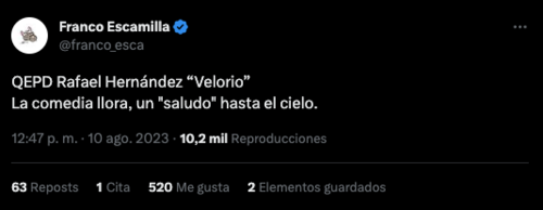 Franco Escamilla, Velorio, muerte, comediante