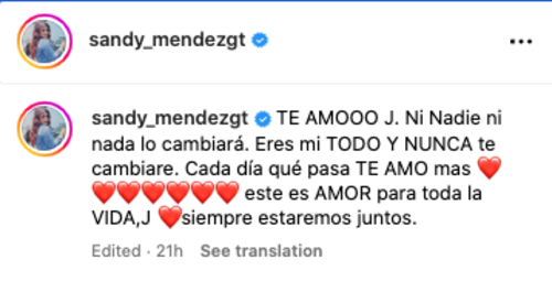 La publicación de Sandy Méndez sorprendió a sus seguidores. (Foto: captura de pantalla)