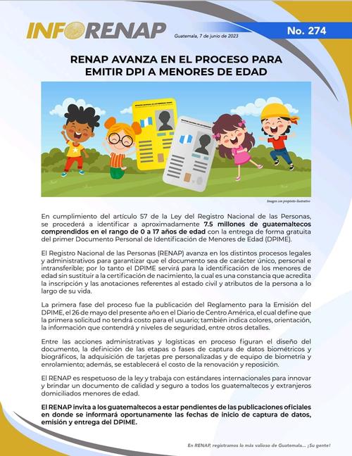 dpi menores, dpi, niños, obligatorio dpi menores, guatemala, DPIME