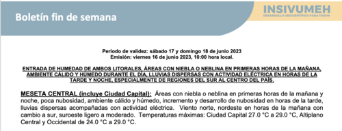 El Insivumeh prevé calor para este fin de semana. (Foto: captura de pantalla)