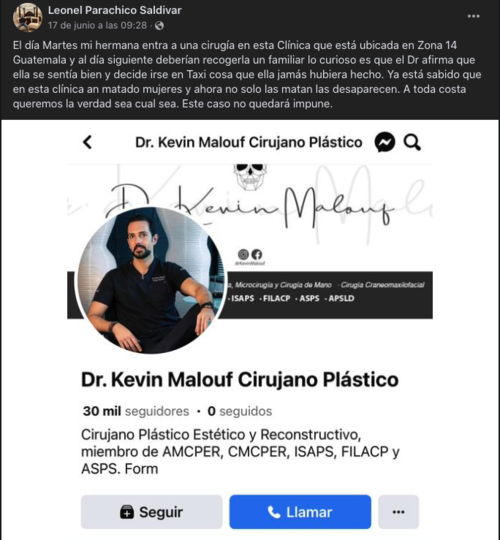 kevin malouf, desaparecida, mujer, clínica estética zona 14, floridalma roque