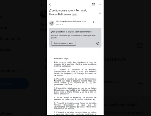 Este es el correo que le llegó a varios guatemaltecos. (Foto: captura de pantalla)