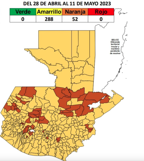 El país cuenta con la mayoría de municipios en alerta amarilla. (Foto: MSPAS)