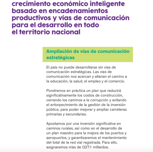 Arévalo promete mejorar la infraestructura del país, según lo consignado en su Plan de Gobierno. (Foto: captura de pantalla)