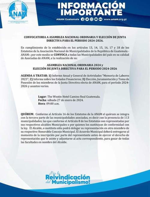 junta directiva, anam, presidente, candidatos, guatemala