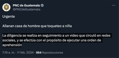 Orden de captura, piloto, Mixco, Guatemala