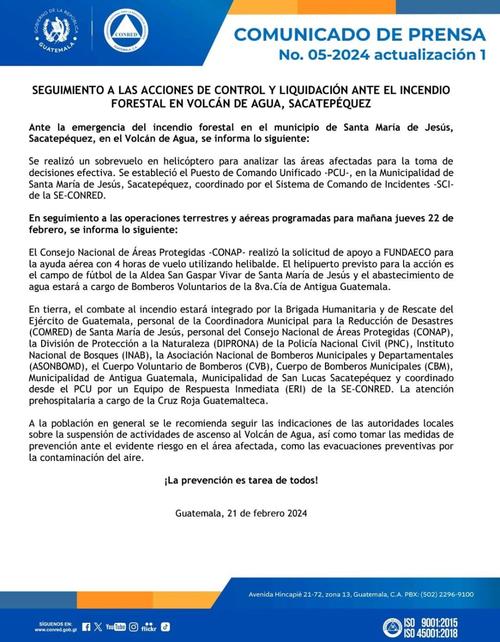 Bernardo Arévalo, incendio, volcán de Agua