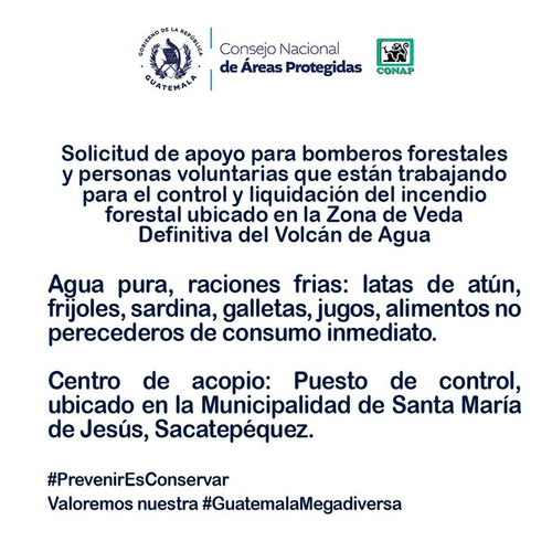 Incendio, volcán de Agua, aire