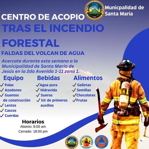 Incendio, volcán de Agua, aire