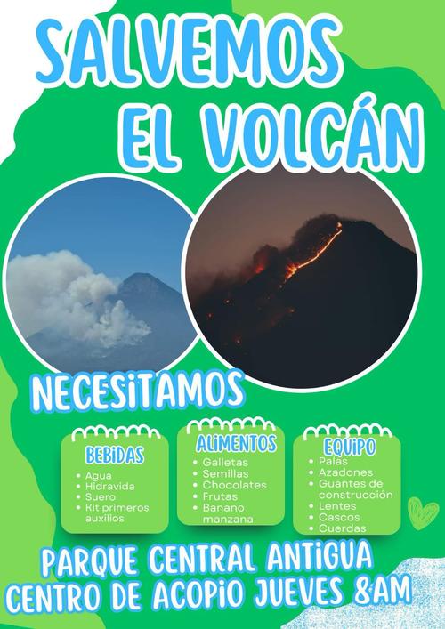 Incendio, volcán de Agua, aire