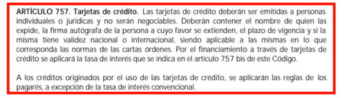 Este es el artículo que queda sin efecto, con la Ley de Tarjetas de Crédito. (Fuente: Código de Comercio)