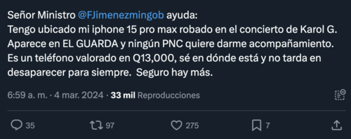 Robo, Ministro de Gobernación, concierto Karol G