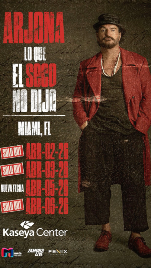 ricardo arjona nueva fecha miami