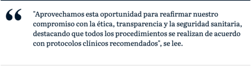 Parte del comunicado el hospital. (Foto: captura de pantalla)