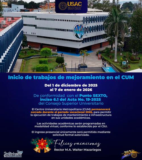 El ingreso presencial al campus será permitido únicamente por medio de una solicitud formal autorizada. (Foto: USAC)