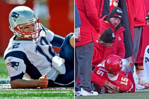Brady sufrió la misma lesión en su debut de la temporada 2008. A Mahomes le pasó lo mismo, pero al final del curso 2025. (Foto: NFL)