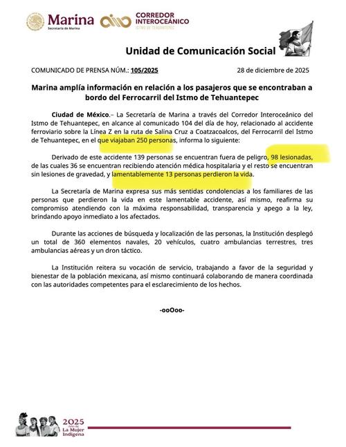 La Secretaría de la Marina expresó sus condolencias a las familias de los fallecidos. (Foto: Marina de México)