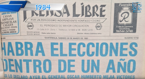 Portada de Prensa Libre emitida el 26 de marzo de 1983 para anunciar las elecciones generales. (Foto: TSE/Soy502)