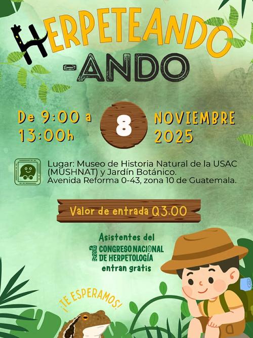 La actividad será este sábado 8 de noviembre de 9:00 a 13:00 horas. (Foto: Asociación Guatemalteca de Herpetología)