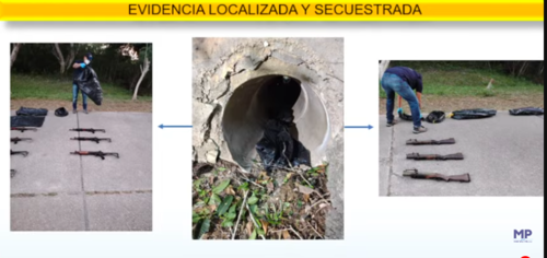 Además de las armas robadas del almacén de la base miliar, el MP localizó otras armas que están bajo estudio. (Foto: MP)