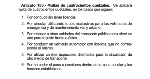 Reglamento de Tránsito.