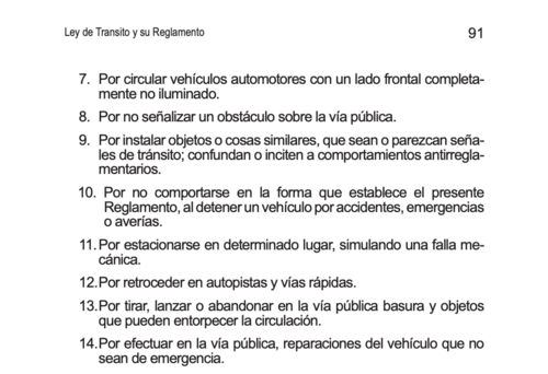 Reglamento de Tránsito.