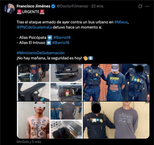 El entonces ministro de Gobernación, Francisco Jiménez, informó sobre la captura de Selvin Estuardo Lima. (Foto: X/Soy502)