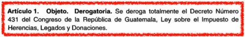 Con este artículo, dejaría de existir en el país el impuesto de herencias, legados y donaciones. (Fuente: Dictamen de la iniciativa de ley 6376)