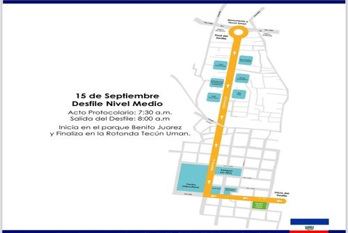 Este es el mapa de los lugares donde podrás observar el desfile de nivel medio. (Foto: Oswaldo Cop/Colaborador)