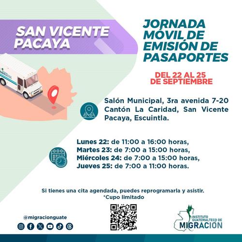 Horarios para la emisión de los pasaportes en jornada móvil. (Foto: IGM)