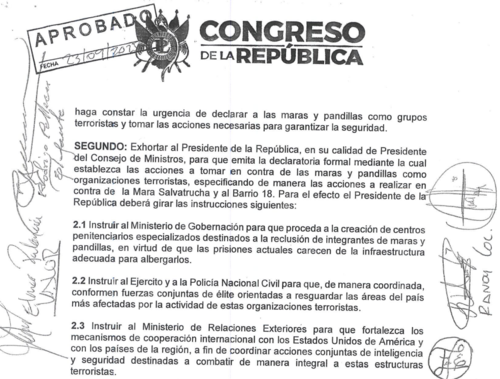 Fragmento del punto resolutivo aprobado por el Congreso.