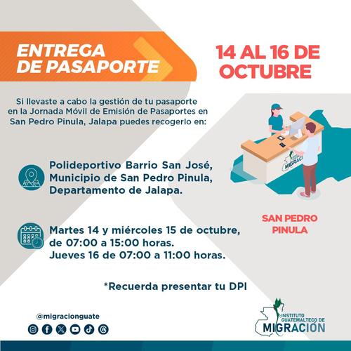 Fechas y horarios de la entrega de pasaportes en esta jornada móvil. (Foto: IGM)